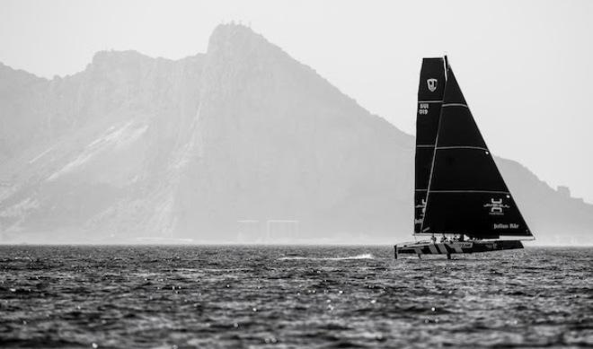 Team Tilt flying low in front of Gibraltar - GC32 La Reserva de Sotogrande Cup © Jesus Renedo / GC32 Racing Tour